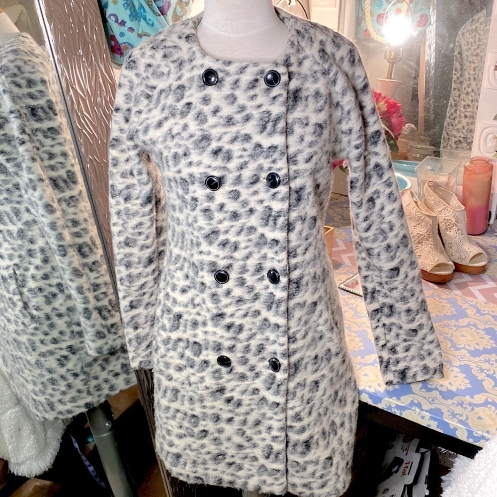 🌷CLEMENTS Ribeiro🌷Leopard Print Wool Coat - Picture 2 of 11